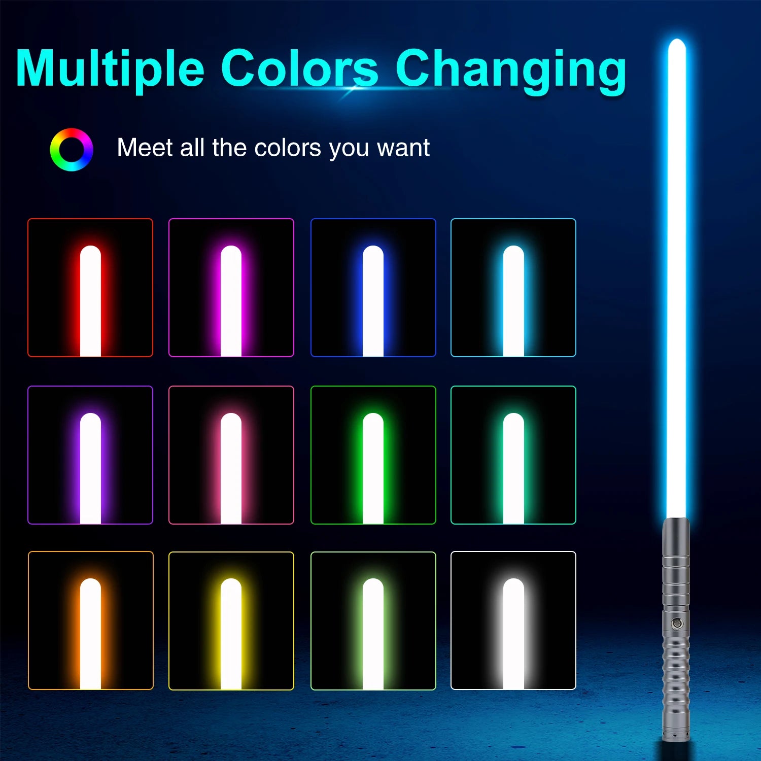 TXQSABER Lightsaber RGB Neo Pixel Smooth Swing Heavy Dueling Metal Hilt Type C Blaster Ghost Yoda Jedi Cosplay Toys Laser Sword